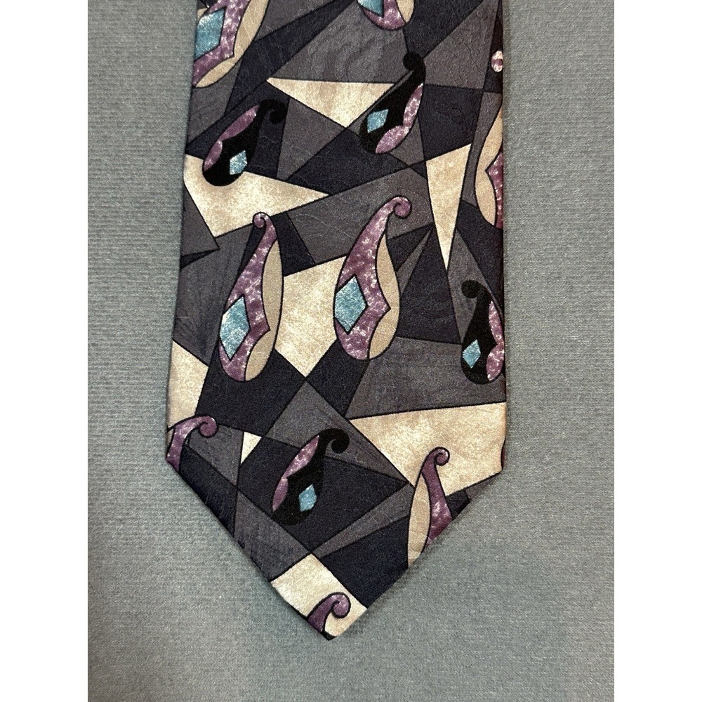 Vintage Halston Tie Geometric 100% Italian Silk Necktie Made in USA 56" x 3.5"